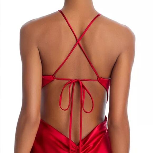 AQUA Formal Women’s Satin Open Back Gown A25650 Red Sz 8 - Picture 7 of 10